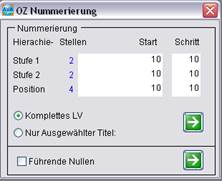 LV nummerieren Einstellung