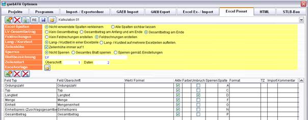 Excel Vorlage Kalkulation nicht markierte Felder gelöscht
